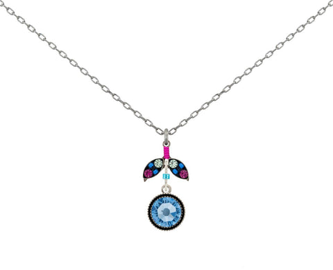 9168-LB Orange Pendant Necklace-Light Blue