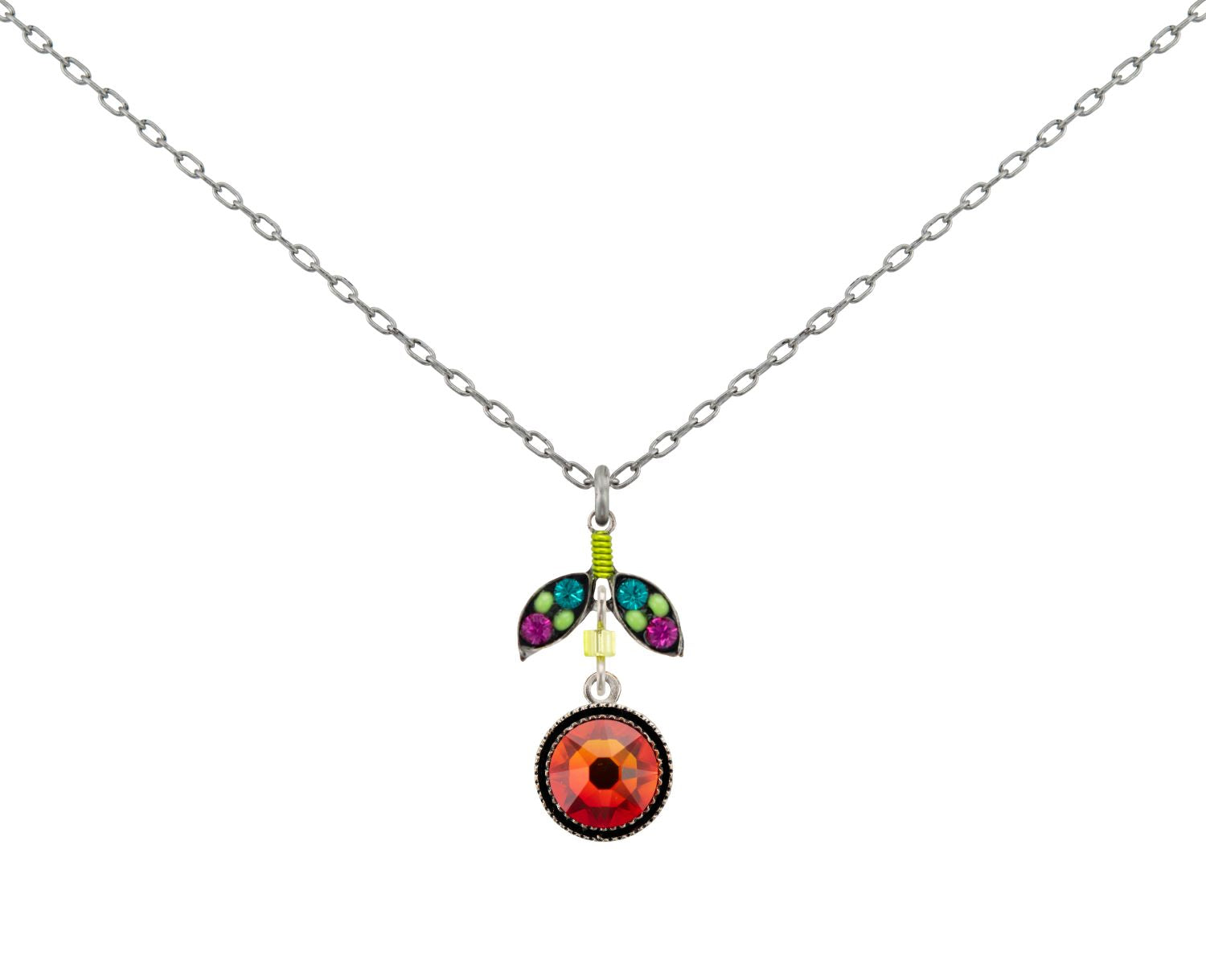 9168-MC Orange Pendant Necklace-Multicolor