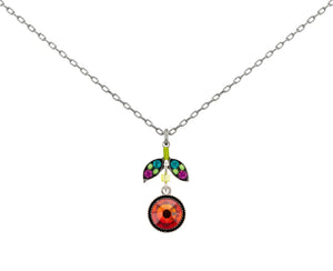 9168-MC Orange Pendant Necklace-Multicolor