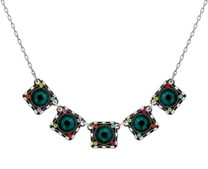 9170-EM Rainbow Med. Square Necklace-Emerald