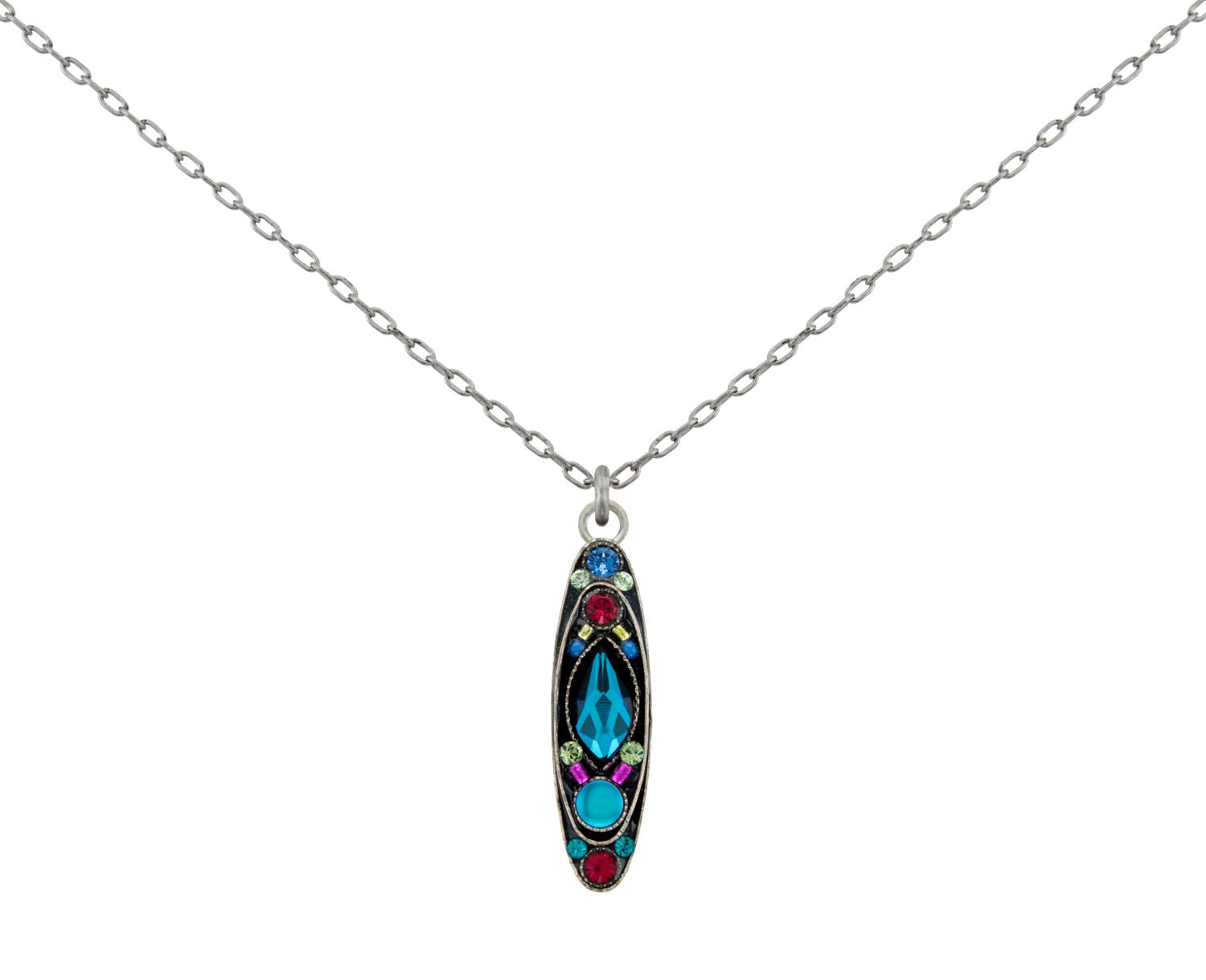 9182-BB Moonlight Long Oval Pendant - Bermuda Blue