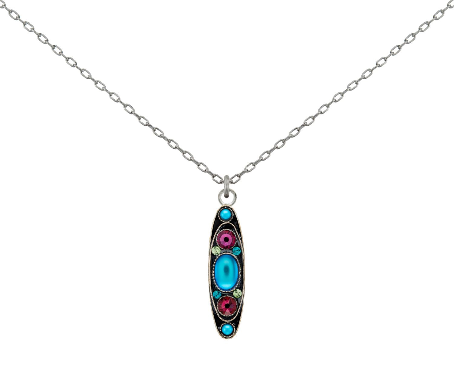 9183-BB Moonlight Long Oval Pendant - Bermuda Blue