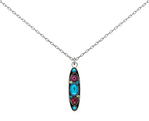 9183-BB Moonlight Long Oval Pendant - Bermuda Blue