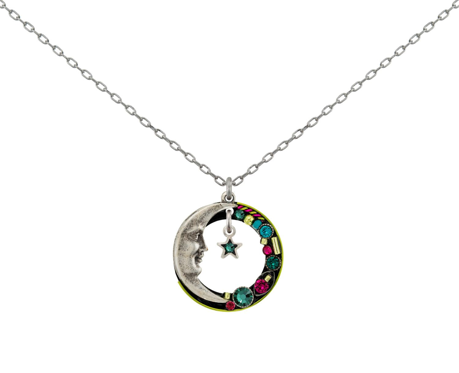 9184-EM Luna Hoop Pendant-Emerald