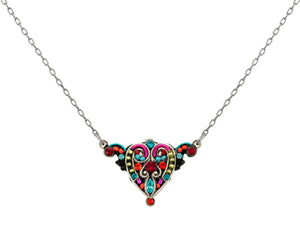 9197-MC Filigree Heart Full Pendant-Multicolor