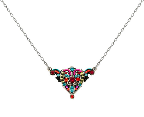 9197-MC Filigree Heart Full Pendant-Multicolor