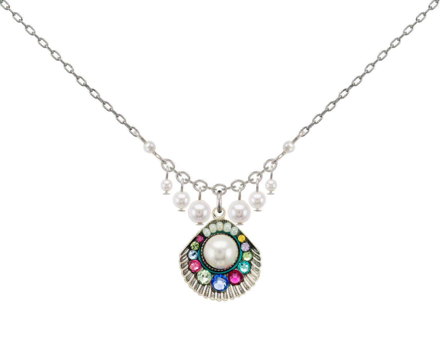 9206-SOFT Beach Pearl Large Shell Fringe Necklace-Soft