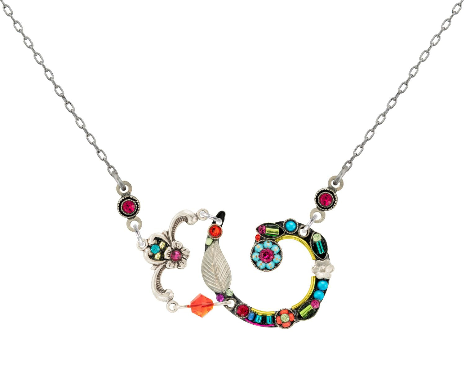 9232-MC Elaborate Spiral Necklace-Multicolor