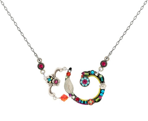 9232-MC Elaborate Spiral Necklace-Multicolor