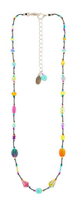 9239-MC Silk Thread Necklace (16" to 17") Long-Multicolor
