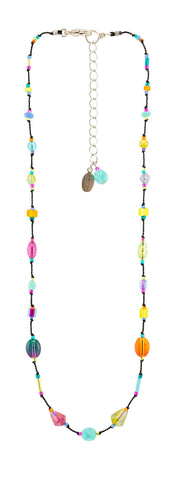 9239-MC Silk Thread Necklace (16" to 17") Long-Multicolor