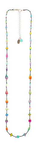 9240-MC Silk Thread Necklace (24" to 26) Long-Multicolor