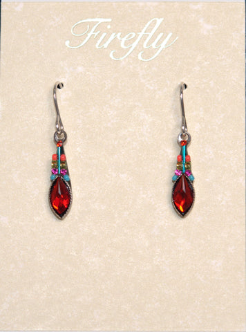 E004-MC Mini Long Drop Earrings-Multicolor