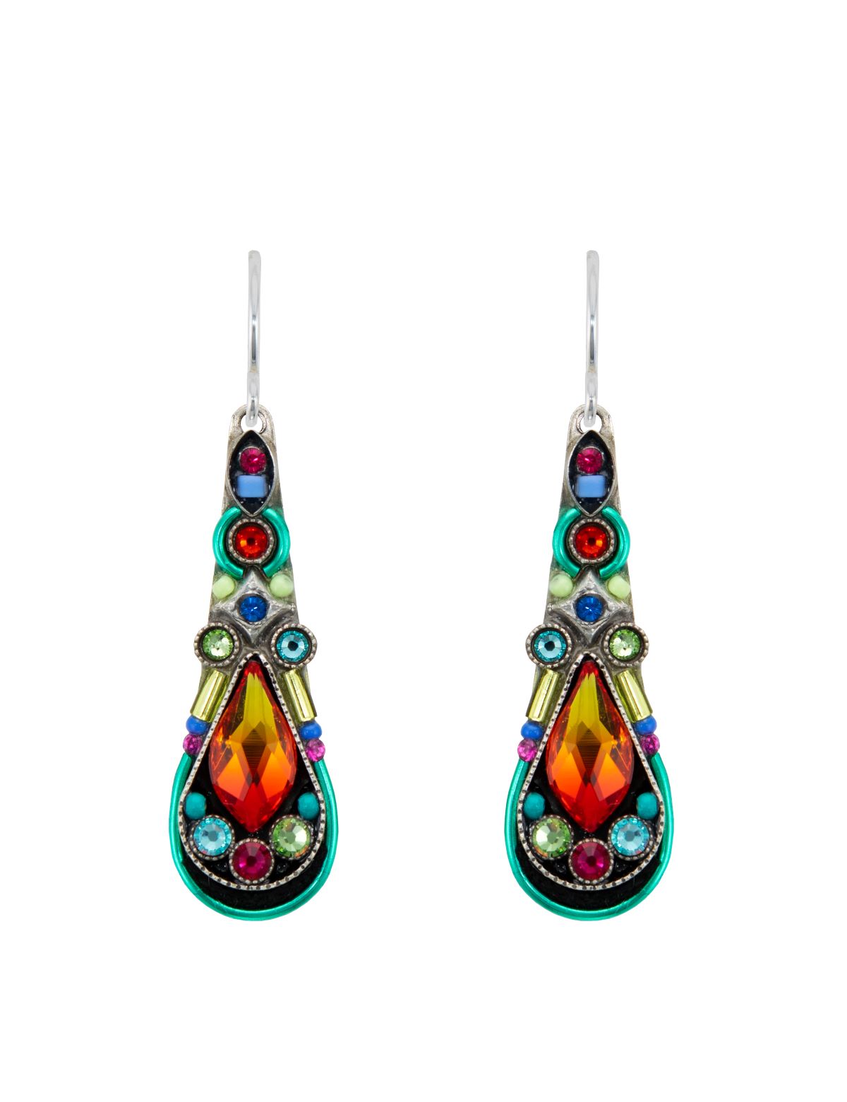 E13-MC Long Drop Earrings-Multicolor