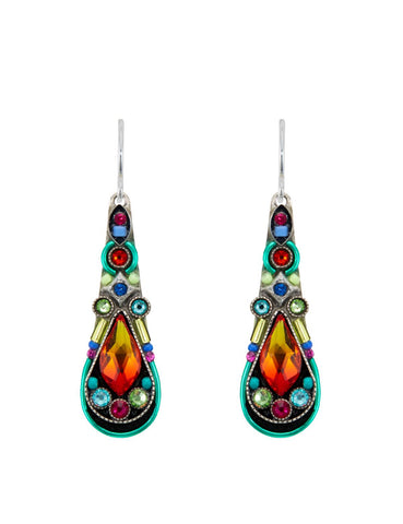 E13-MC Long Drop Earrings-Multicolor