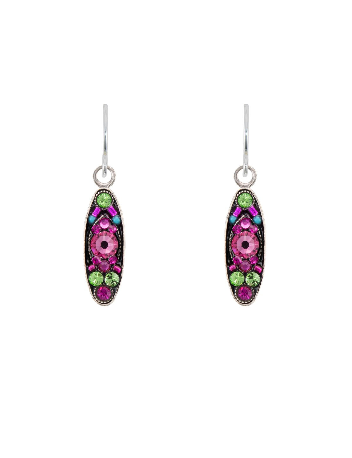 E182-ROSE Sparkle Long Oval Earring-Rose