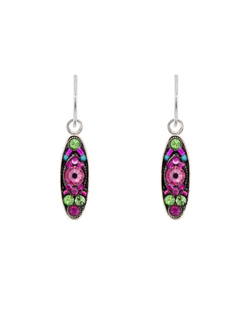 E182-ROSE Sparkle Long Oval Earring-Rose