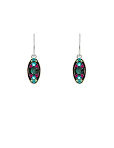E183-EM Sparkle Mini Long Oval Earring-Emerald