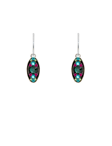 E183-EM Sparkle Mini Long Oval Earring-Emerald