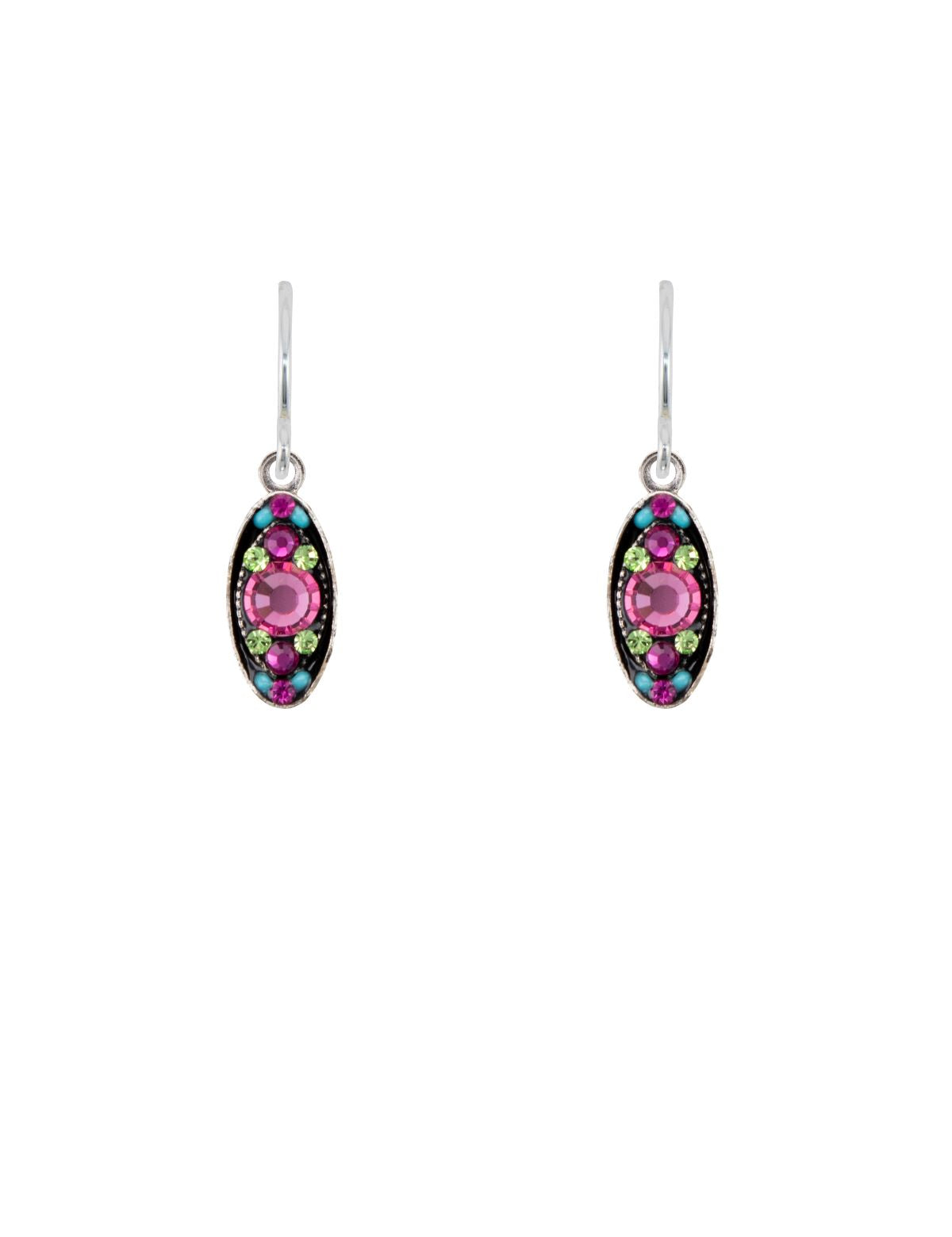 E183-ROSE Sparkle Mini Long Oval Earrings-Rose