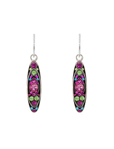 E185-ROSE Sparkle Long Oval Earrings- Rose