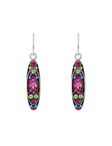 E185-ROSE Sparkle Long Oval Earrings- Rose