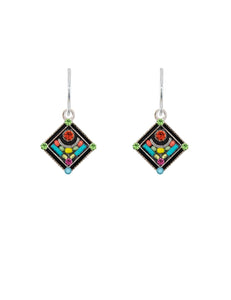 E202-MC Architectural Diamond Shape Earrings-Multicolor