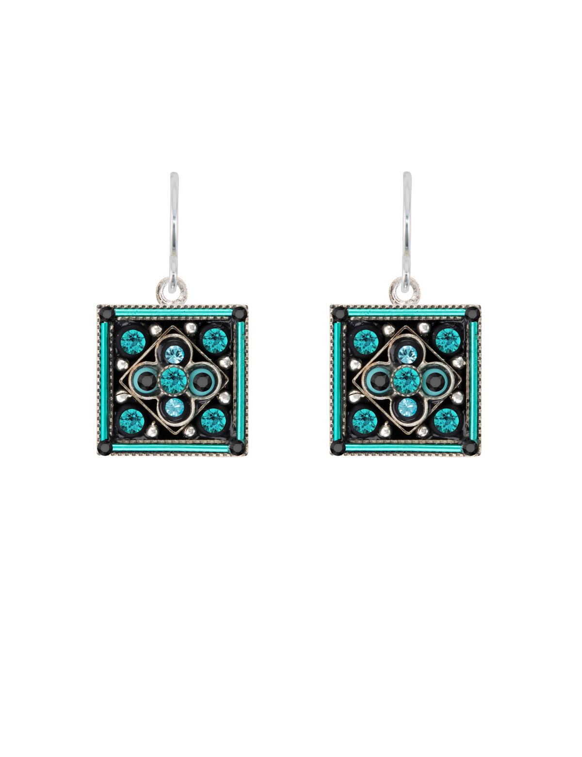 E212-TURQ Architectural Square Earring-Turquoise