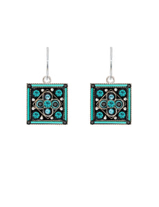 E212-TURQ Architectural Square Earring-Turquoise