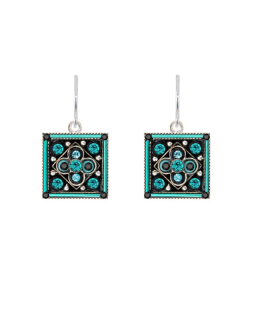 E212-TURQ Architectural Square Earring-Turquoise