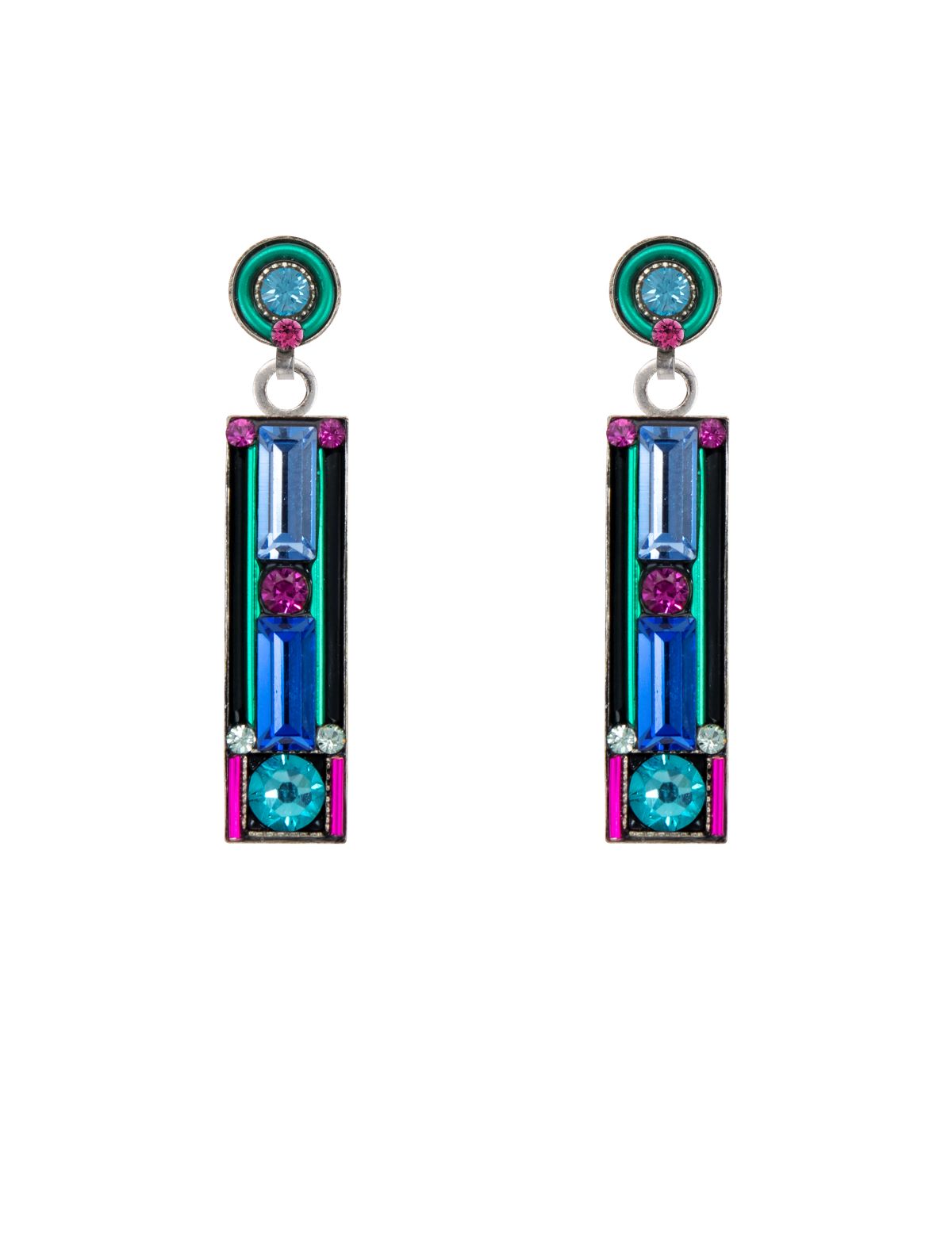 E222P-LT Architectural Long Earrings w/Post-Light Turquoise