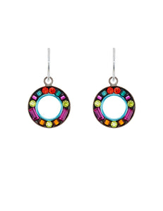 E277-MC Petite Mosaic Circle Earring-Multicolor