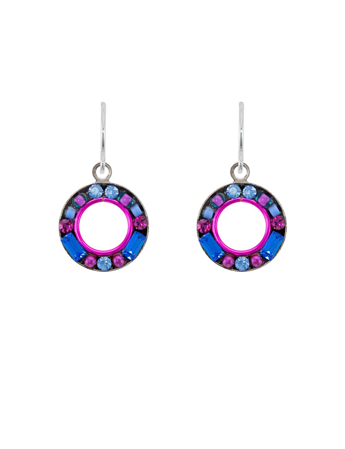 E277-SAP Petite Mosaic Circle Earrings-Sapphire