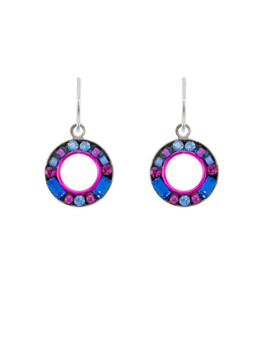 E277-SAP Petite Mosaic Circle Earrings-Sapphire