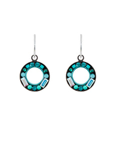 E277-TURQ Petite Mosaic Circle Earrings-Turquoise