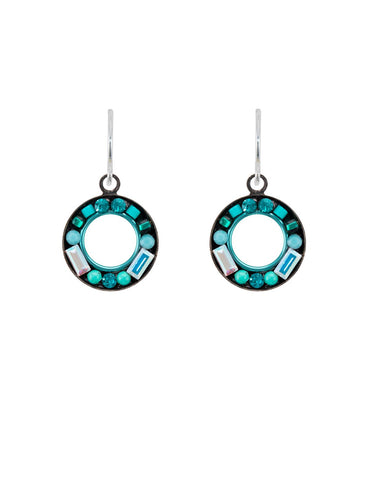 E277-TURQ Petite Mosaic Circle Earrings-Turquoise