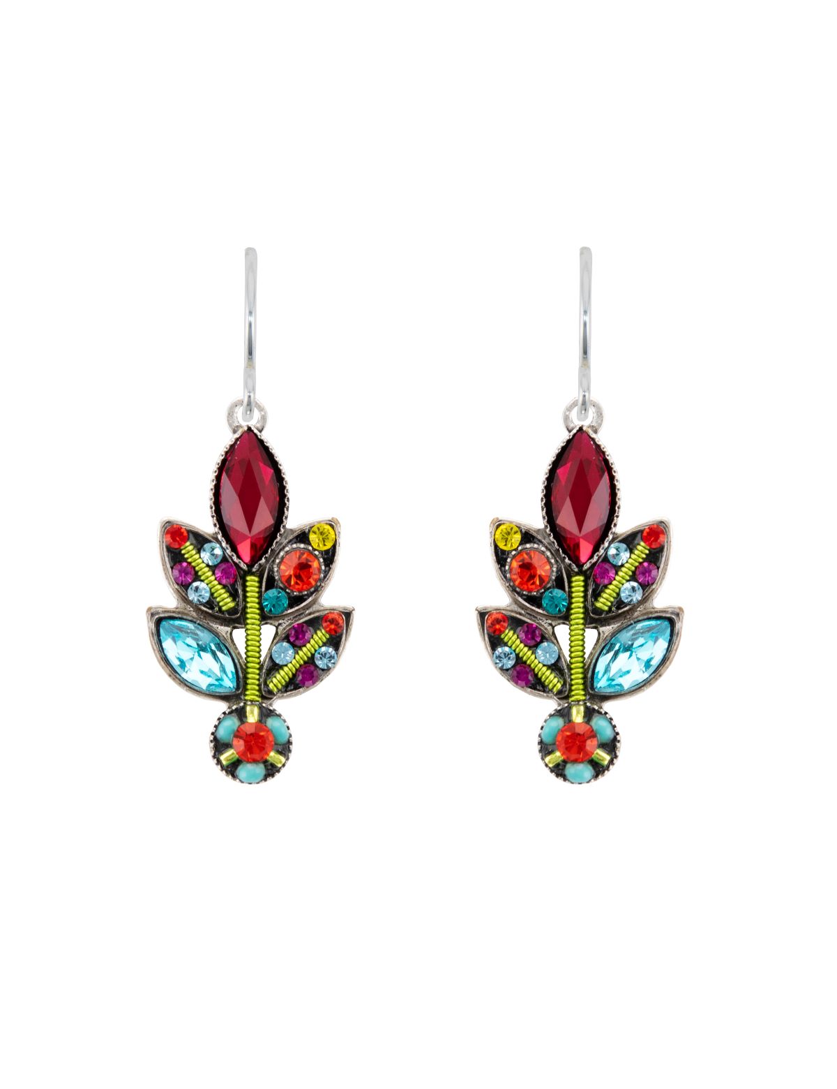 E280-MC Botanical Large Leaf Earrings-Multicolor