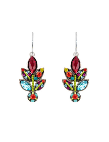 E280-MC Botanical Large Leaf Earrings-Multicolor