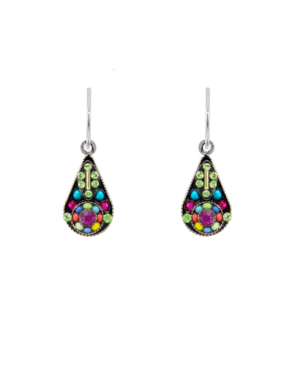 E284-MC Botanical Drop Earrings - Multicolor