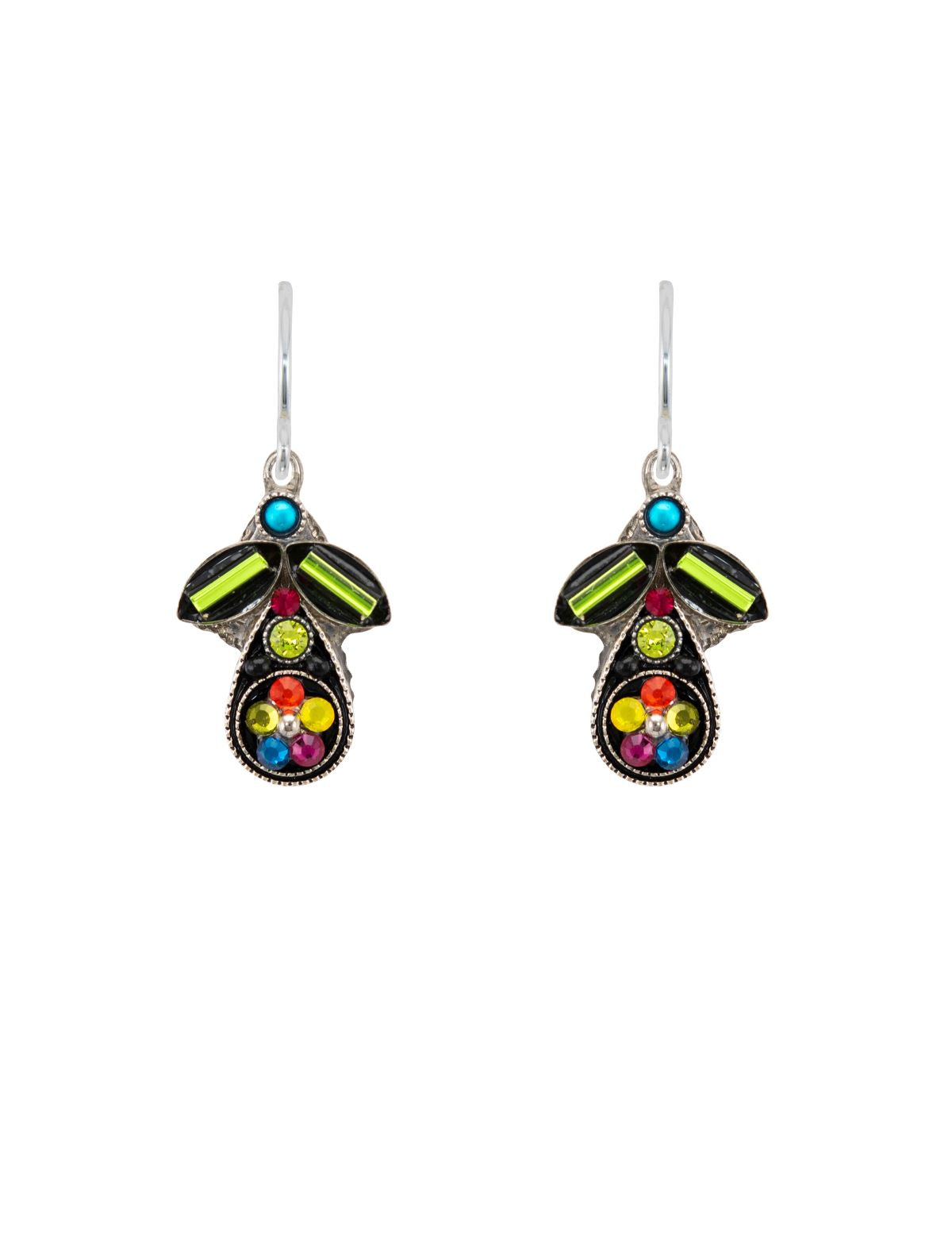 E285-MC Botanical Pear Earrings-Multicolor