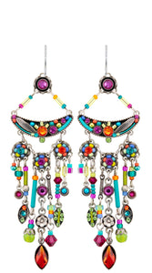 E289-MC Botanical Cascade Chandelier Earrings-Multicolor