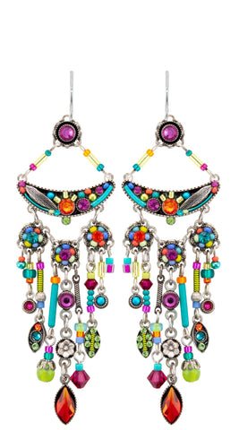 E289-MC Botanical Cascade Chandelier Earrings-Multicolor