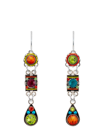 E292-MC Domas Long Drop Earring-Multicolor