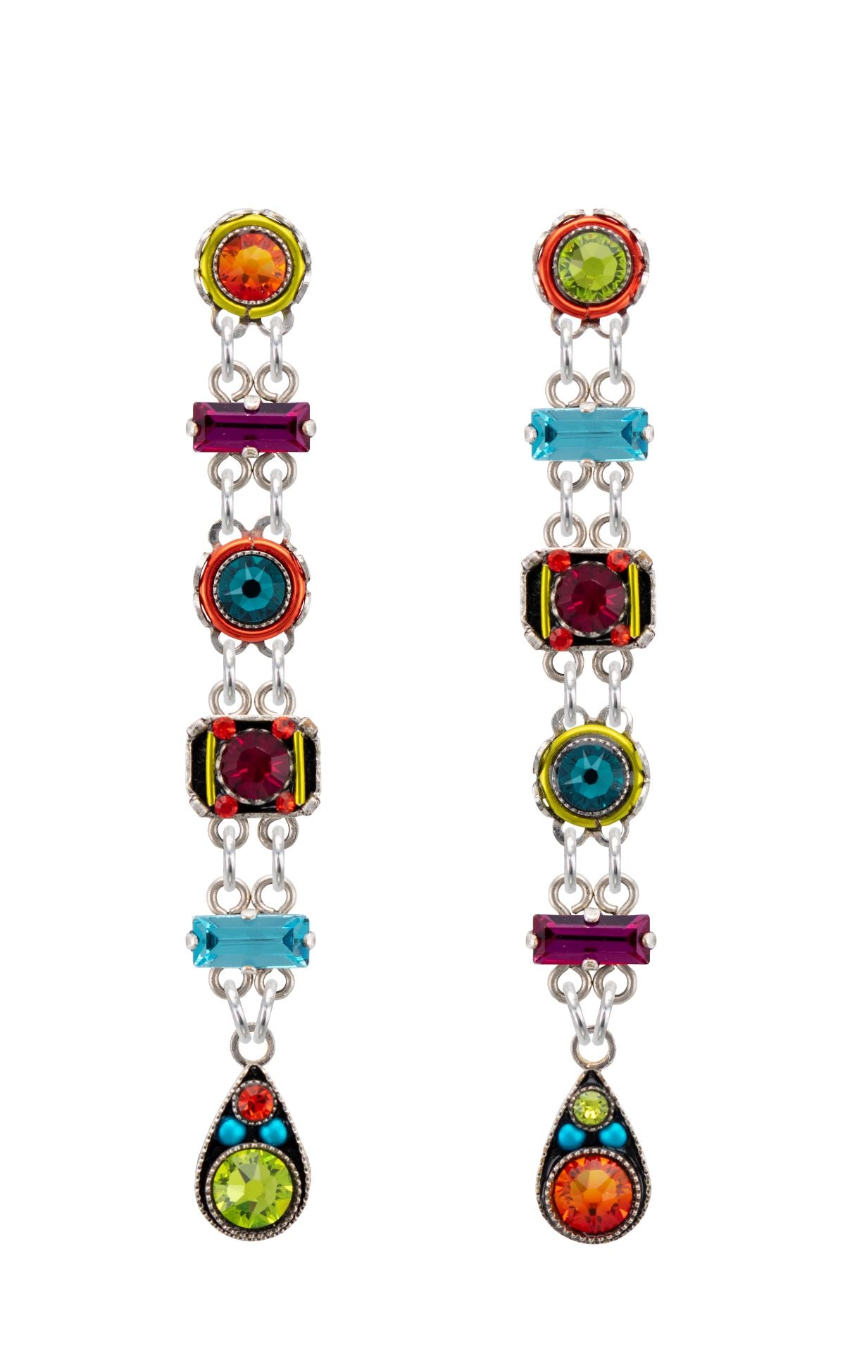 E293P-MC Domas Elegant Drop Earrings W/Post-Multicolor
