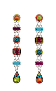 E293P-MC Domas Elegant Drop Earrings W/Post-Multicolor