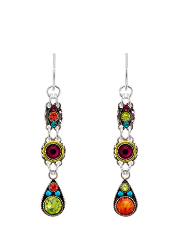 E296-MC Domas Long Drop Earrings-Multicolor