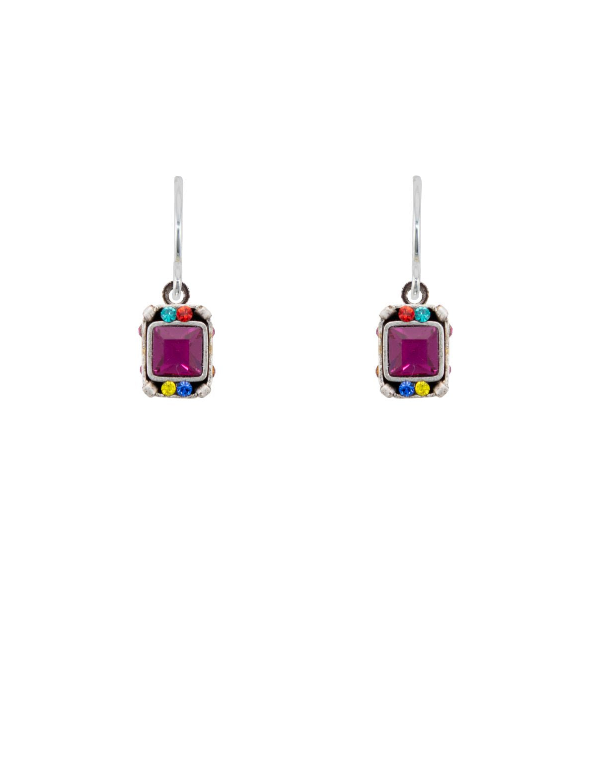 E297-MC Dulce Micro Square Earrings-Multicolor