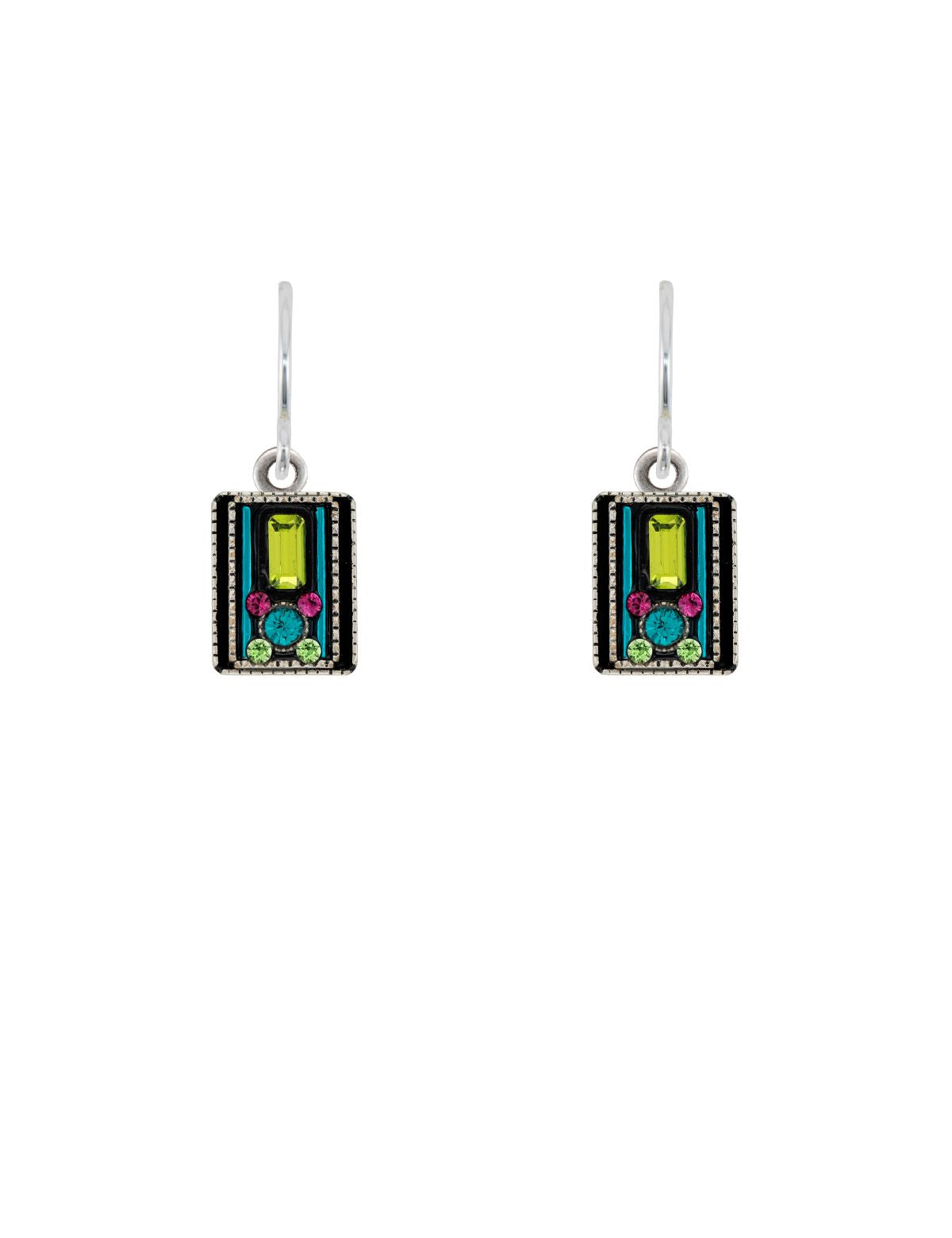 E303-CG Architectural Rectangle Earrings-Citrus Green