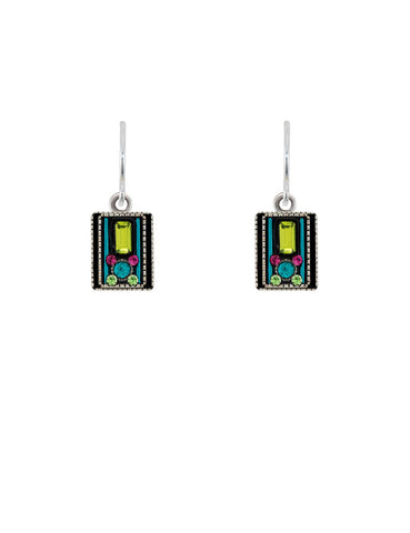 E303-CG Architectural Rectangle Earrings-Citrus Green
