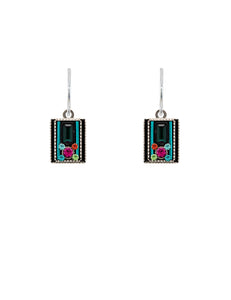 E303-EM Architectural Rectangle Earrings-Emerald